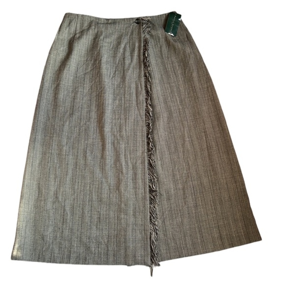 Harve' Bernard Wool Wrap Maxi Skirt with Fringe Size‎ 12